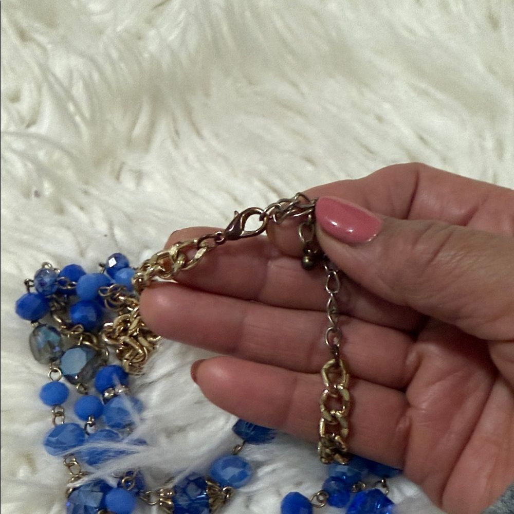 2 Cute Blue and Gold Layered Necklace - Picture 3 of 5